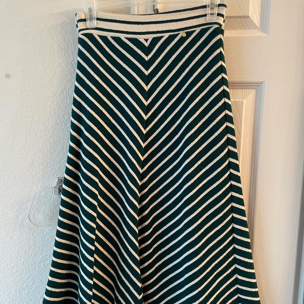 Teal/Turquoise striped midi skirt